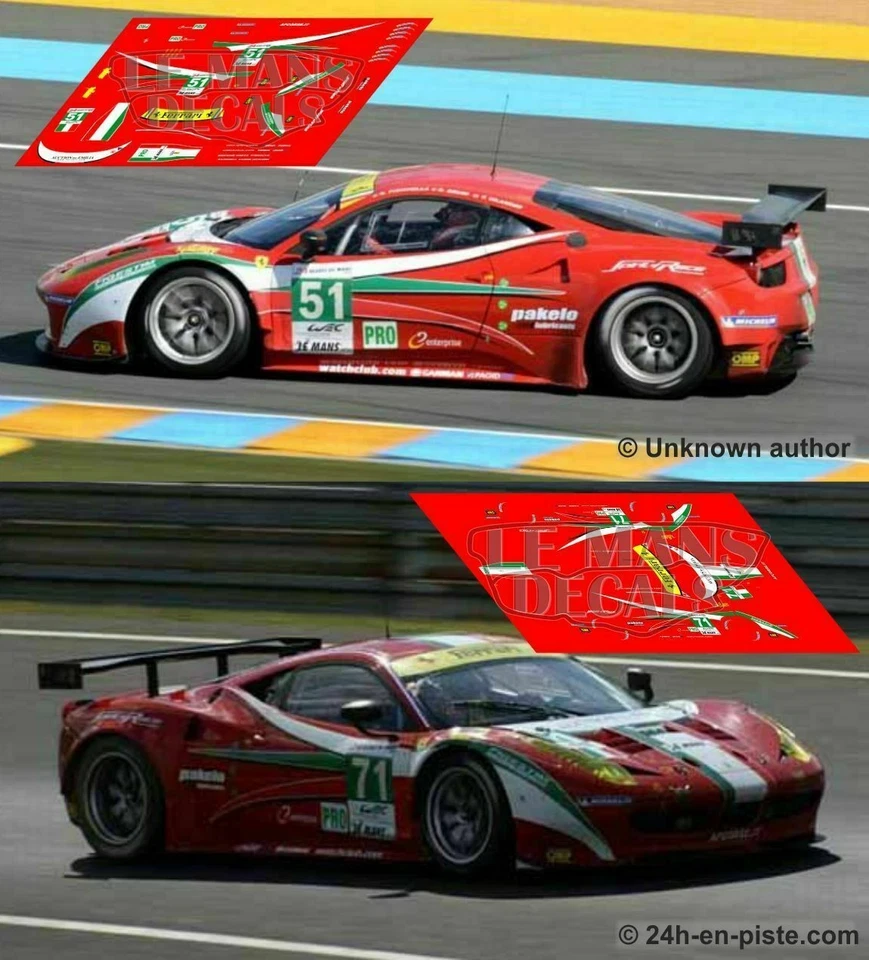 STICKERS LE MANS Décals Ferrari 458 Italia Le Mans 2012 1:32 1:43 1:24 1:18 1:64 1:87...