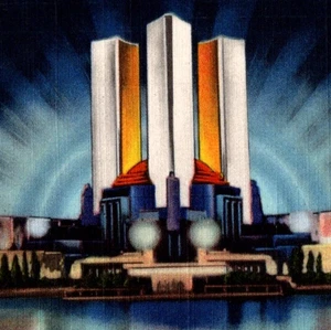 Vintage Postkarte schönes Bundesgebäude bei Nacht Chicago IL Weltausstellung - Bild 1 von 3