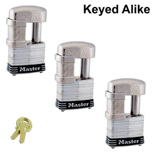 Master Latch Lock - (3) Keyed Alike Trailer & Multi Purpose Padlocks #37KA - 3 - Picture 1 of 4