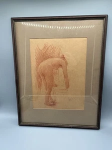 WEIBLICHER RÜCKENAKT - PASSEPART- GERAHMT & HINTER GLAS 150/197 - Bild 1 von 12