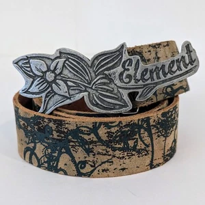 Cinturón de cuero Y2K Element monopatín marrón y verde azulado para mujer M/L hebilla tono plata - Imagen 1 de 14