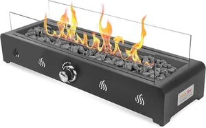 28'' Tabletop Fire Pit Table, Propane Gas Firepit with Bottom Air Intake, Gla... - Picture 1 of 7