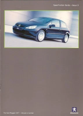 Peugeot 307 Specifications 2001-02 UK Market Brochure LX GLX Rapier XSi DTurbo - Image 1 of 2
