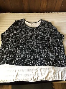 WOMAN WITHIN 4X (34/36) Black Polka Dot Cotton Top - Picture 1 of 9