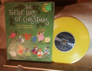 VTG 1950's CHILDREN'S GOLDEN RECORDS 78RPM THE 12 DAYS OF CHRISTMAS, yellow - Picture 1 of 12