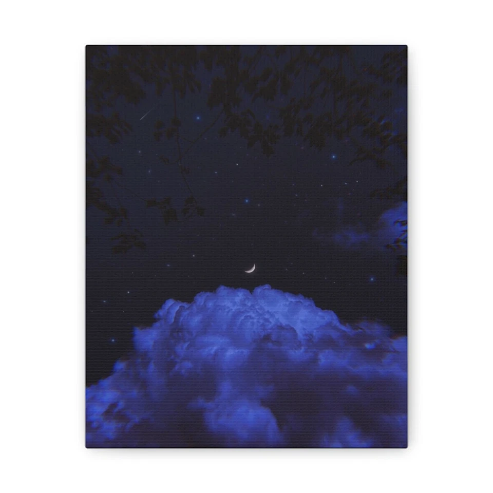 Enigmatic Night Sky Canvas Print - Celestial Beauty and Intriguing Narrative - Image 1 of 1