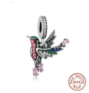 💖 Kolibri Charm Fliegender Garten Echt 925 Sterling Silber Engel Charm - Bild 1 von 2