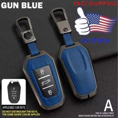 Funda Carcasa Llavero Cuero Azul Pistola Para Peugeot 2008 3008 4008 5008 508 Foto 1 de 4