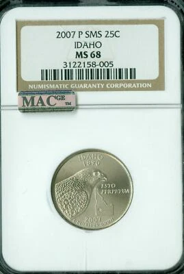 2007 P IDAHO QUARTER NGC MS68 SMS 2ND FINEST REGISTRY RARE MAC SPOTLESS  * - Image 1 of 4