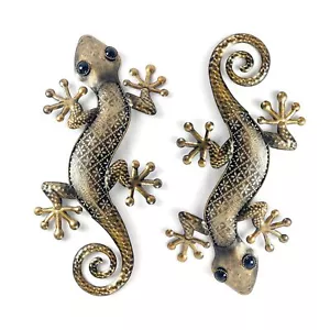 2er Pack 15 Zoll Metall Eidechse Gecko Wandkunst Outdoor hängende Skulptur für Hof - Bild 1 von 7