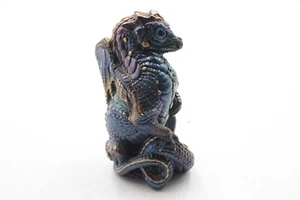 Windstone Edition-Young Dragon In Peacock Blue-Melody Pena (Retired) , chipped - Picture 1 of 6