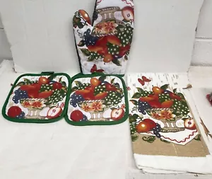 JUEGO DE 4 PIEZAS: 2 SOPORTES PARA OLLAS, 1 GUANTE DE HORNO Y 1 TOALLA, CESTA DE FRUTAS Y MARIPOSA, KC - Imagen 1 de 12