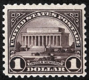 US Sc 571 Violet Brown $1.00 1923 p.11 Hinge Remnant Original Gum - Picture 1 of 1