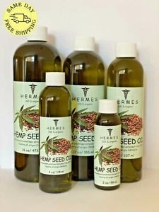HEMP OIL by HERMES ORGANIC UNREFINED COLD PRESSED 2 oz - 16 oz - Picture 1 of 6