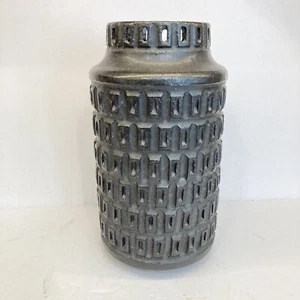 Vintage P. Bellardo signierte handgefertigte schwarze Keramikvase Studio Kunst MCM geometrisch HTF - Bild 1 von 7