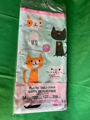 Kitty Cat Party Plastic  Tablecloth 54" x 102" - Image 1 of 4