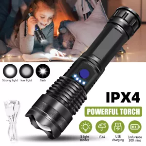 1500000LM LED Flashlight Tactical Light Super Bright Torch USB Rechargeable Lamp - Picture 1 of 11