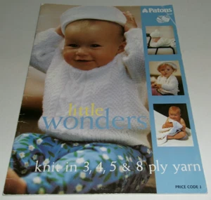 Patons #1150 Little Wonders Baby Knitting Patterns 3,4,5,8 ply - 8 patterns - Picture 1 of 14