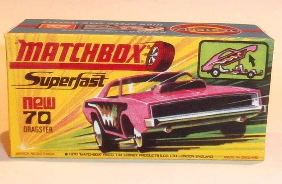 Caja H Matchbox Superfast Nº 70 Dodge Dragster Vacía Repro Foto 1 de 1