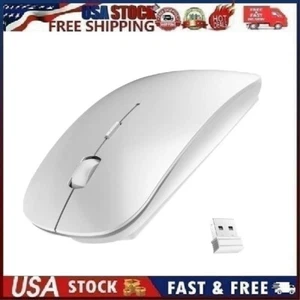 Dual Mode Wireless Bluetooth Mouse Rechargeable LED Silent Slim Laptop Mouse Sil - Picture 1 of 13
