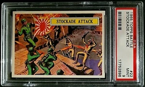 1965 TOPPS BATTLE CARD # 22 ~ STOCKADE ATTACK ~ GRADED PSA 9 MINT - Picture 1 of 2