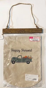Thirty One Fall Autumn Canvas Banner HAPPY HARVEST Pickup Truck w Wooden Hanger - Picture 1 of 5