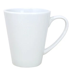 Conical Mug Coffee Tea Cup Porcelain Microwave Safe Dishwasher Safe White 340ml - Picture 1 of 5