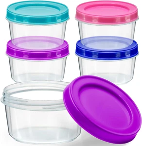 Paquete de 4 recipientes de almacenamiento de alimentos de plástico de 7 OZ con tapas de tornillo, sin BPA - Imagen 1 de 12