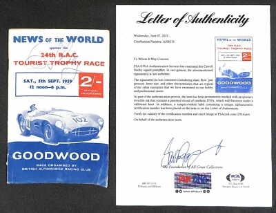 Carroll Shelby "1959 RAC Tourist Trophy Championship" Signed Race Program PSA - Image 1 of 4