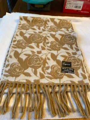 BUFANDA FLORAL MUJER CEJÓN MADE IN ITALY BEIGE Y BLANCO Foto 1 de 4