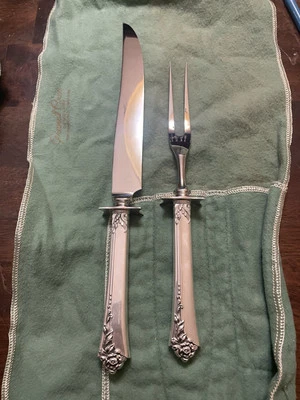 Cubiertos de plata esterlina - Juego de talla de bistec de rosa de damasco Oneida Heirloom. S Foto 1 de 4