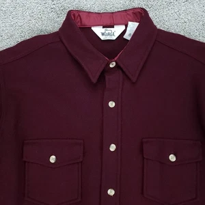 Vintage Woolrich Jac Shirt Mens XL Maroon Wool Blend Flannel Jacket Made In USA - Picture 1 of 12