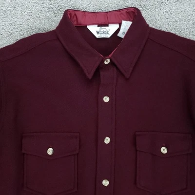 Vintage Woolrich Jac Shirt Mens XL Maroon Wool Blend Flannel Jacket Made In USA - Image 1 of 4