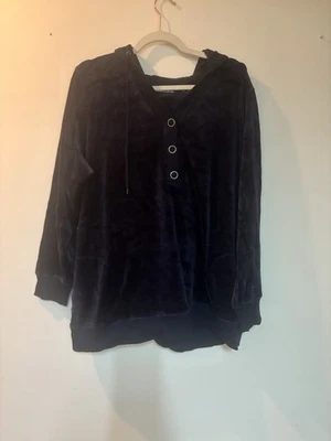 NWT Avenue Navy Blue long sleeve Velour hoody womens sz 30-32 - Image 1 of 4