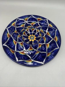Talavera Mexican Pottery Chip & Dip, Veggie or Taco Serving Tray LEAD FREE 13.5" - Picture 1 of 5