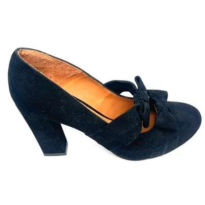 CHIE by CHIE MIHARA 39 / 9 mary jane pumps suede Bows Heels Black Block Heel - Image 1 of 4