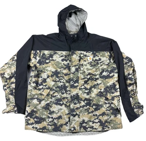 Carhartt Jacket Mens Large Tall Digital Camo Hooded Storm Defender Waterproof Ou - Picture 1 of 15