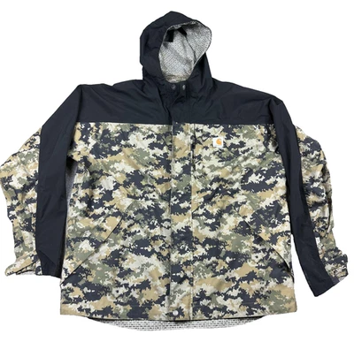 Carhartt Jacket Mens Large Tall Digital Camo Hooded Storm Defender Waterproof Ou - Image 1 of 4