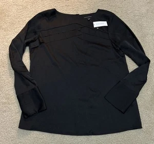 Banana Republic | Black Satin Long Sleeve Top Blouse Medium Shiny~ NWT $88 - Picture 1 of 24
