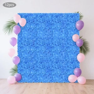 12 Paneles Azul Oscuro Flor Artificial Pared Hortensia Pared Decoración Telón de Fondo - Imagen 1 de 15