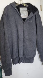 Fox Racing Sasquatch Adult's XL Full Zip Black Fur Grey Logo Hoodie Sweatshirt - Picture 1 of 3