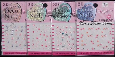 DRESS YOUR NAILS NAIL STICKERS Nagelaufkleber - Blumen, bunte Nail Art zum Selbermachen Bling Dekoration - 3D geklebt - UK