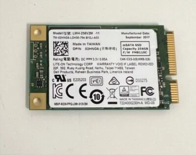 NEW DELL 256GB SSD Solid State Drive mSATA 2HNG6 LITE-ON LMH-256V2M 6Gb/s - Image 1 of 3