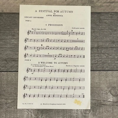 A Festival For Autumn Descant Recorders Welcome To Autumn Sheet Music  - Image 1 of 2