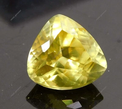 10-11 Ct Natural Yellow SAPPHIRE Trillion Shape Certified Loose Gemstone Foto 1 de 4