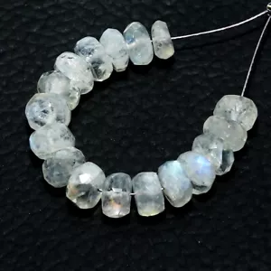 20.15cts Natural Rainbow Moonstone Rondelle Beads Loose Gemstone 17pcs Size 6mm - Picture 1 of 6