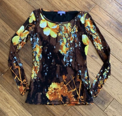 Top Vivienne Tam Malla Floral Manga Larga, Pequeño Foto 1 de 4