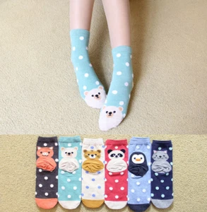 5 Pairs Newly Design Cute Cotton Jacquard Fruit Socks Women Lovely Animal Cat Fo - Picture 1 of 36