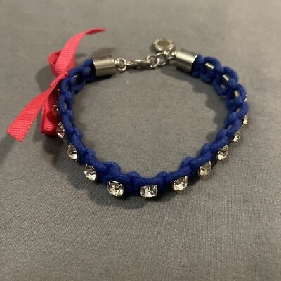 Hollister Калифорния синий нейлона плетеный браслет со стразами и розовый бант - Изображение 1 из 4