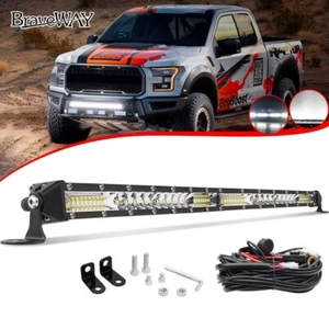 Fit Ford F250 F350 F450 Front Bumper 240W Single Row LED Light Bar Wire kits - Picture 1 of 12